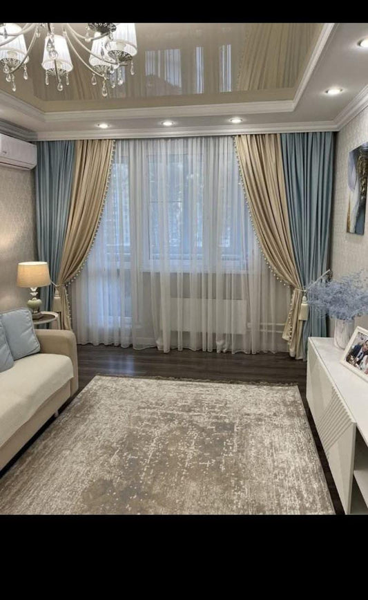 "Modern Room Curtains | Sheer & Heavy Combo"
