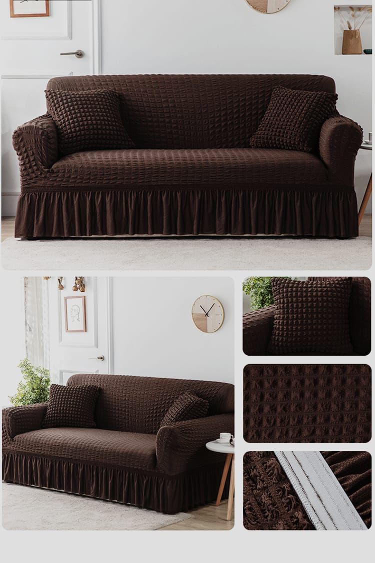 Luxury Sofa Cover with Skirt & Cushion Set