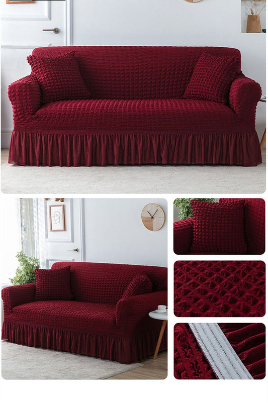 Luxury Sofa Cover with Skirt & Cushion Set