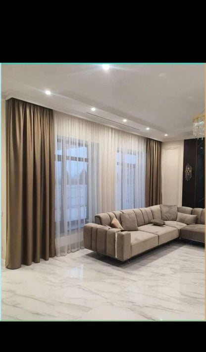 "Modern Room Curtains | Sheer & Heavy Combo"