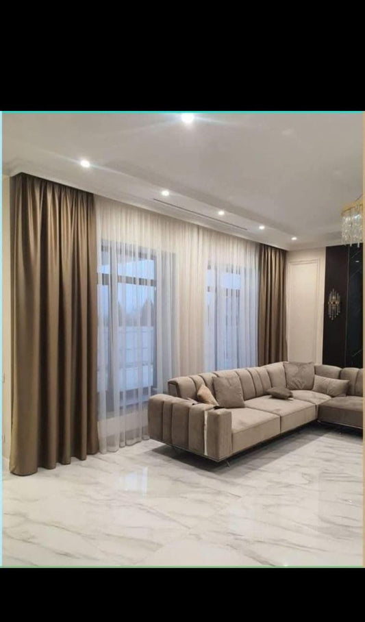 "Modern Room Curtains | Sheer & Heavy Combo"