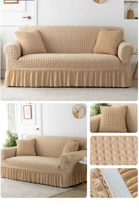 Luxury Sofa Cover with Skirt & Cushion Set